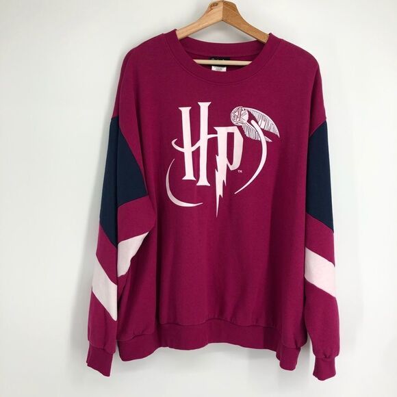 HARRY POTTER Licensed Snitch Sweatshirt Pink Color Block Graphic - Picture 2 of 7